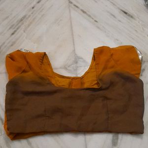 Mustard Brown Georgette Saree With Blouse