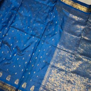 Blue Pure Kanchi Pattu Saree 💙