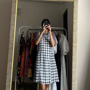 Shift Plaid Beaded Dress