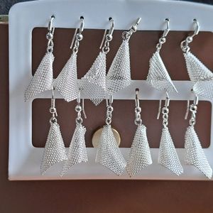 Silver Net Fancy Earrings Lightweight