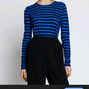 Blue Stripe Long Hand Crop Top✨