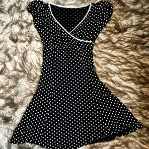 Black Polka Dot Front Lace Corset Detail Dress