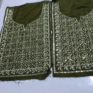 Combo Of 2 Neck Embroidery Patches Mehendi Green