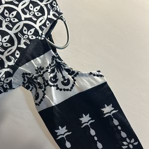 Black And White Printed Suit With Dupata