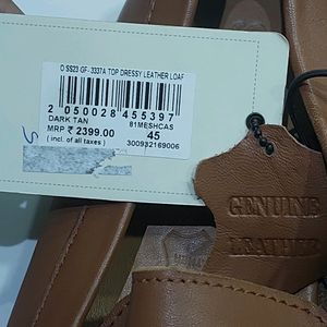 GENUINE LEATHER DARK TAN UNUSED LOAFERS FOR MEN