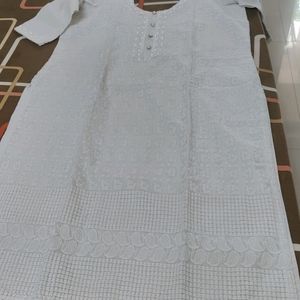 Chickenkari White Kurta