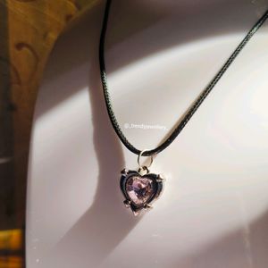 Pink Heart With Black Cord