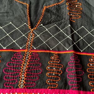 🖤🧡 Beautiful cotton Black kurta