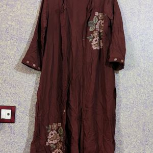 A Brown Printed Overcoat