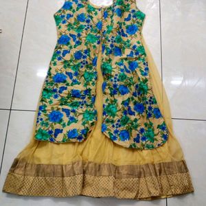 Cream And Blue Ethnic Party Wear