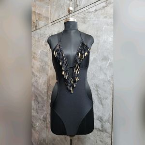 Black Fringes Bodysuit