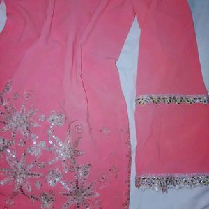 Pink Heavy Embroidered Sharara Suit