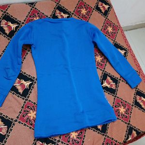 Sky Blue Woolen Top with Round Neck