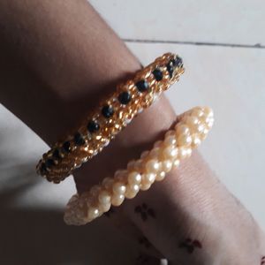 2 Handmade Peral Bangles Of Different Types