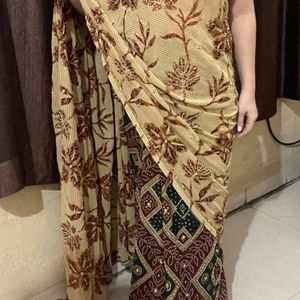 2 Shaded Bandani Saree With Stitched Blouse