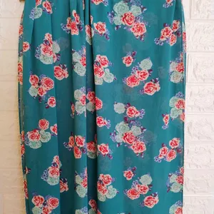 Teal Green Floral Printed Scarf/Hijaab