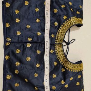 Navy Blue Beautiful Embroidery Design Blouse