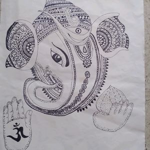 Ganpati Bappa Madhubani Art