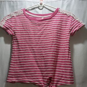 Pink Striped Short Sleeve T-Shirt