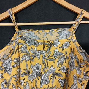 Max Brand Yellow Floral Printed Crop Top | Bust 38