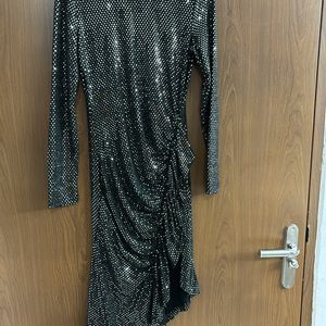 Black Sparkle Partywear Wrap Dress