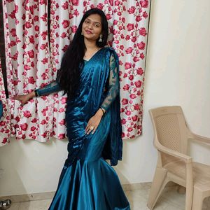 Ready-made Fancy Party Wear Saree With Stich Blous