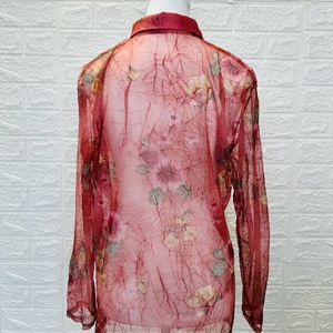 River Island Floral Print Balloon Sleeve Shirt