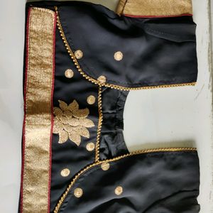Black Golden Embroidered Saree With Blouse