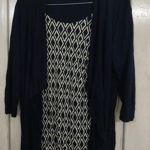 Navy Blue Pattern tunic Top