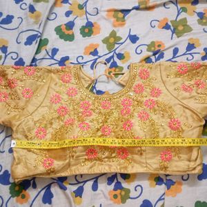 GOLD COLOUR BACK OPEN READYMADE PADDED  BLOUSE