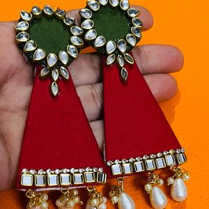 New Party Wear Earrings Colour Madhi & Red