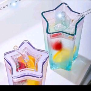 Star Glass Drinking Jar With Straw