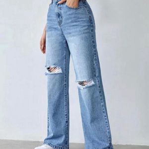 Blue Knee Cut Jeans