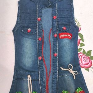 Girl's Denim Top Shrug with Stylish Design