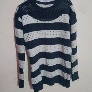 Blue White Woolen  Sweater