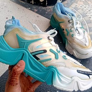 Newly Sneakers Shoes Off White & Sky Blue Colour