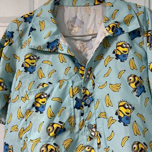 Minion Print Crop Shirt