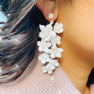 White Clay Flowers Earrings