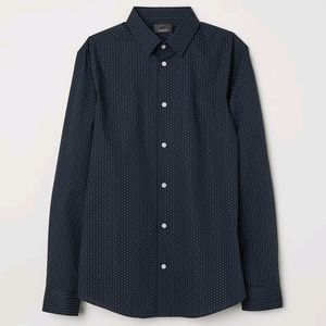 H&M Men Blue Easy Iron Premium Cotton Shirt.