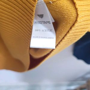 RED TAPE Men Solid Round Neck Yellow, Blue Sweater