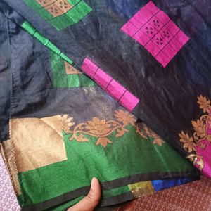 💐elegant Saree💐Black Ganga Jamuna Border