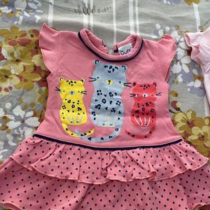 Combo Of 3 Baby Dresses 0-6 Months
