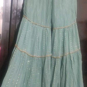 Greenish Grey Sharara Suit & Dupatta 34 Bust