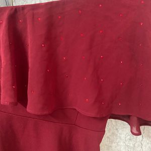 Maroon One Shoulder Dress