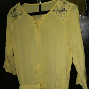 Lemon Yellow, Cotton Top With Tassels