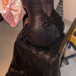 Black Sequin Long Gown