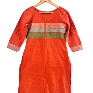 Orange Printed Kurta (Women)