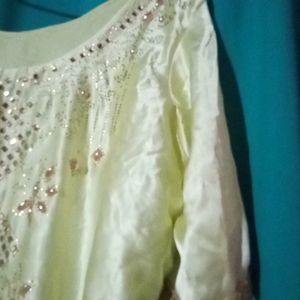 Yellow Satin kurti