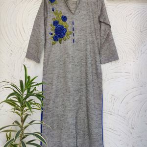 Khadi Look Embroidered Kurta