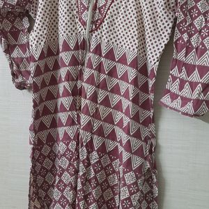 6Kurtas-red,2brown,cream,white base with blue Dot